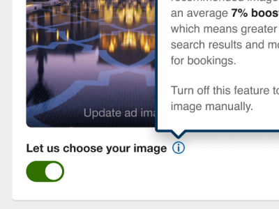 Machine learning image selection, a magic toggle present in previous version of the advertising portal, was a tactical delivery we shipped while working on a more strategic investment in ecosystem.