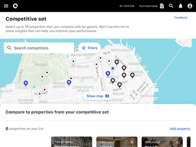 Since a lot of analytics experiences rely on comparisons with competitors to benchmark how 'good' looks like, it's essential for partners to have clarity who their competitors are. This is a preselected set of properties by our machine learning algos.