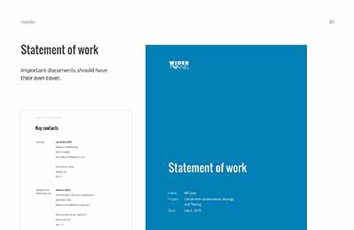 Example of a WiderFunnel Statement of Work document, featuring key contacts and project details, with a branded cover page.