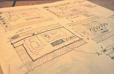Sketches exploring different navigation layouts for the National Car Registry interface, aiming to simplify user interactions and improve accessibility for police officers.